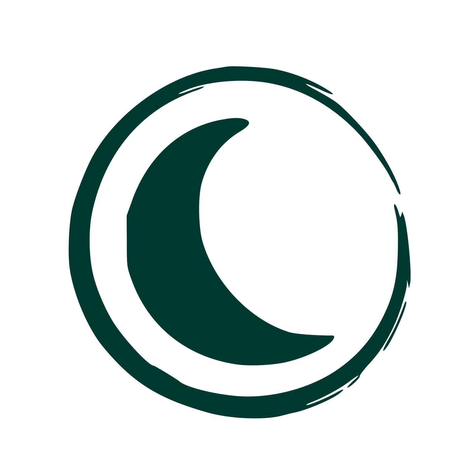 Hand-Drawn Crescent Moon Logo #003932
