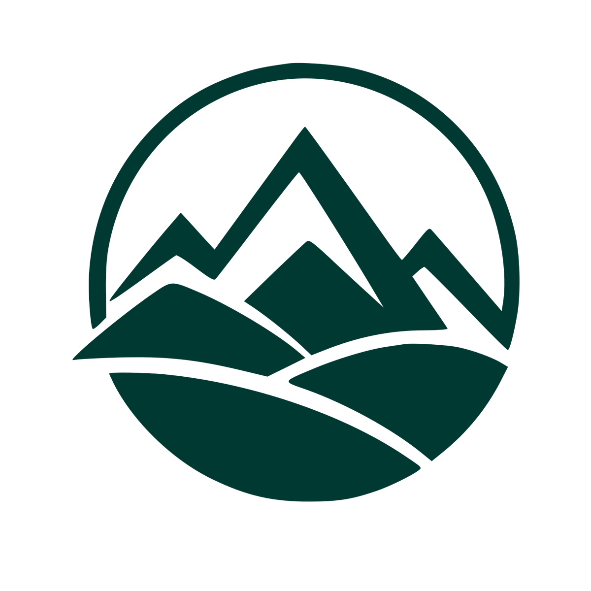 Mountain Range Circle Logo #003932