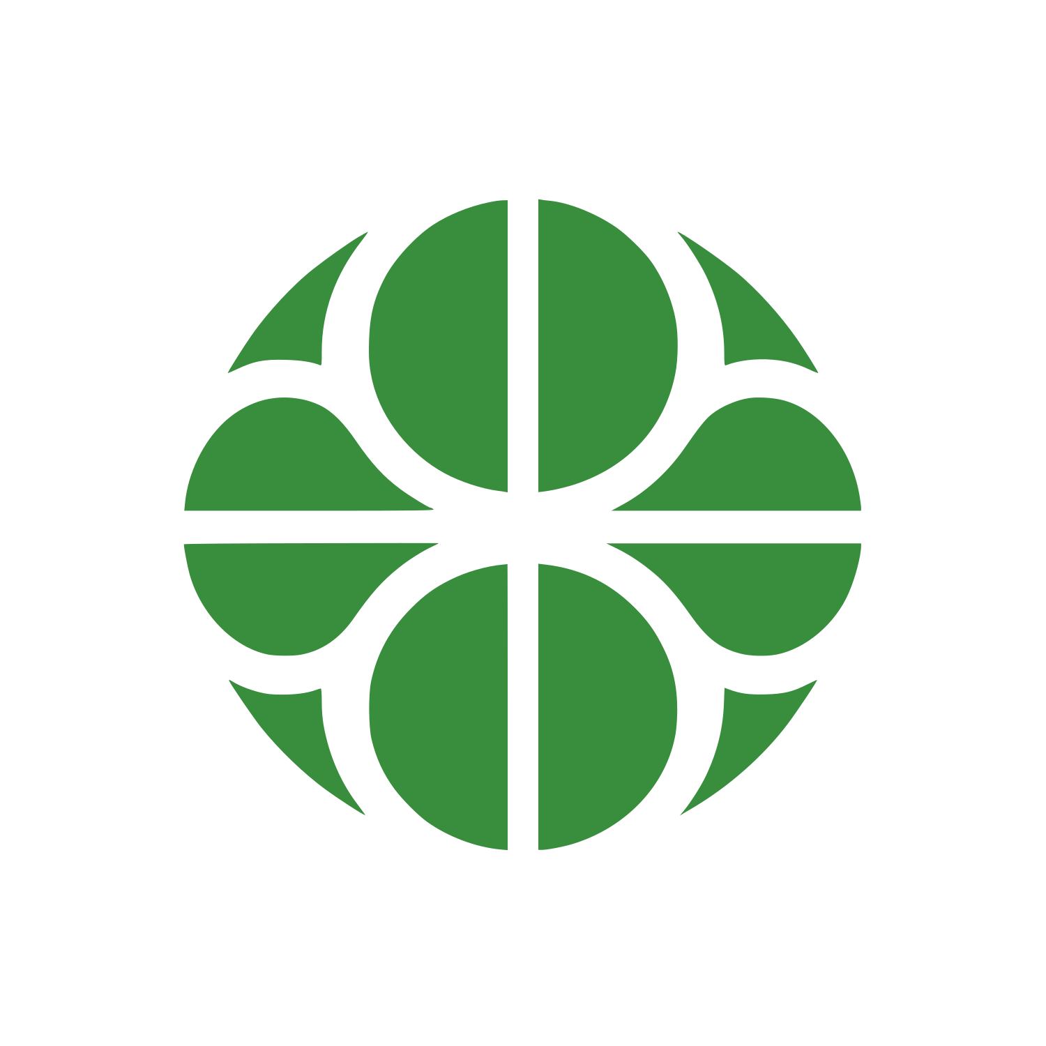 Curved Intersecting Circle Logo #388E3C
