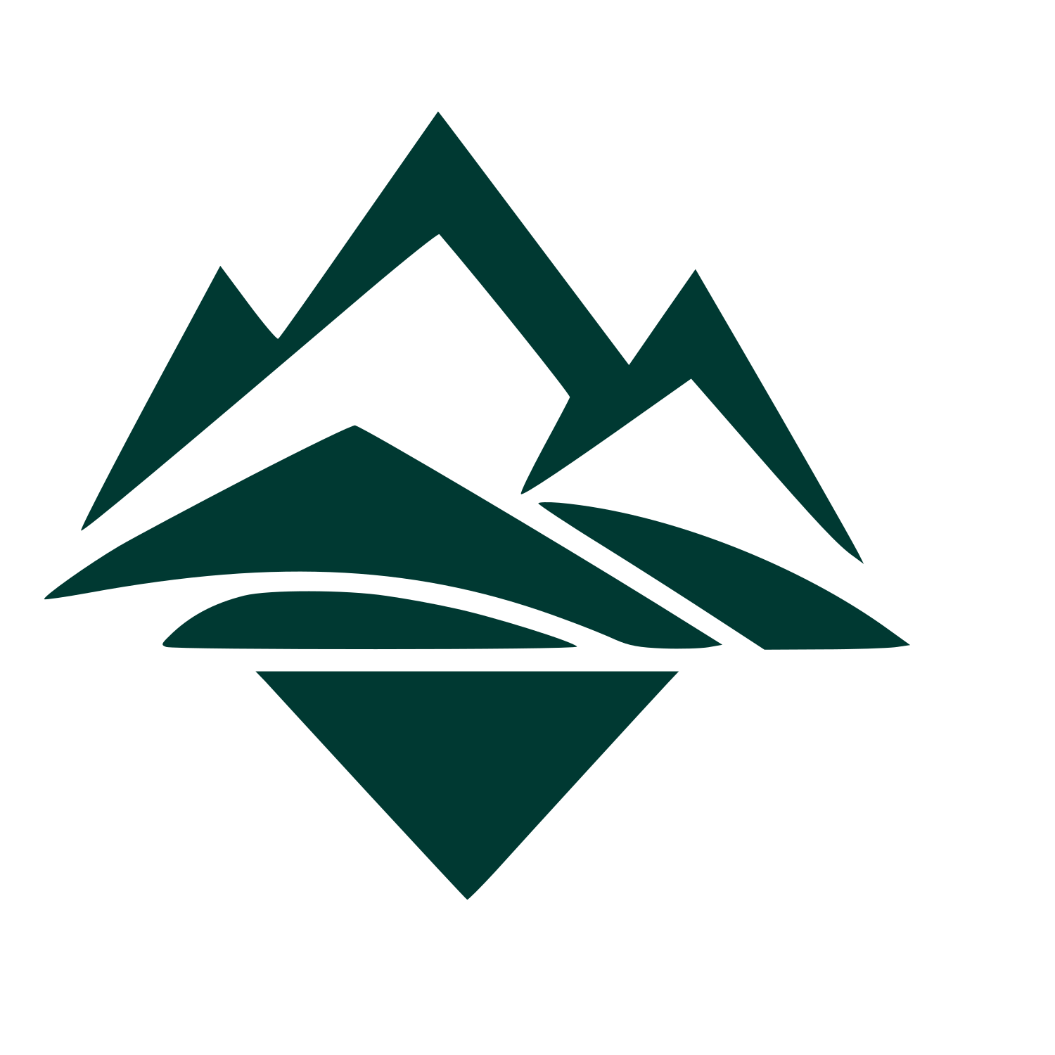 Layered Mountain Range Logo #003932