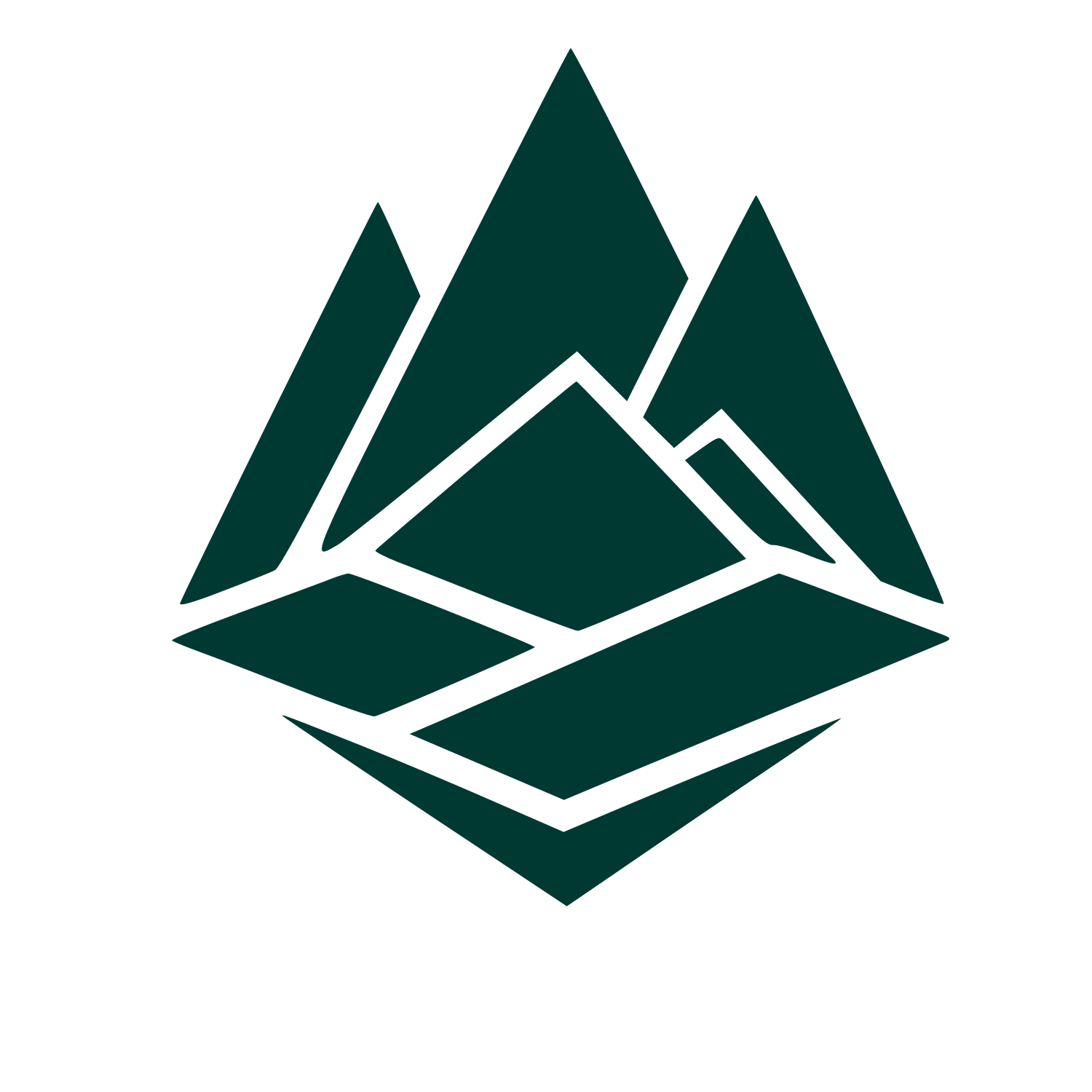 Layered Mountain Range Logo #003932