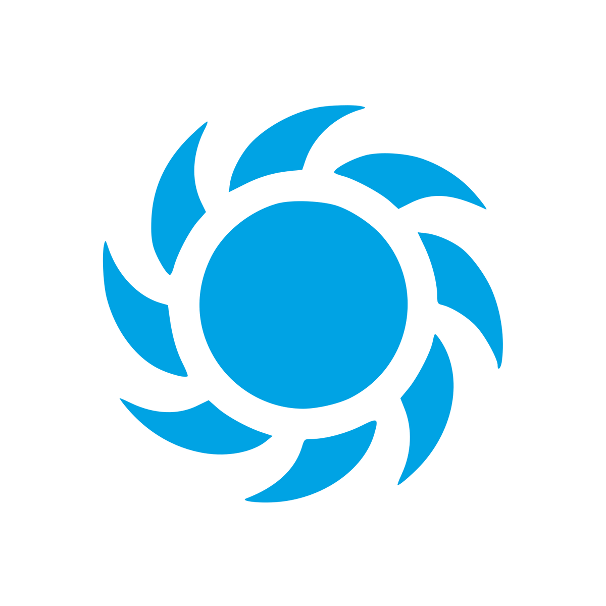 Spinning Sun Swirl Logo #00a3e4