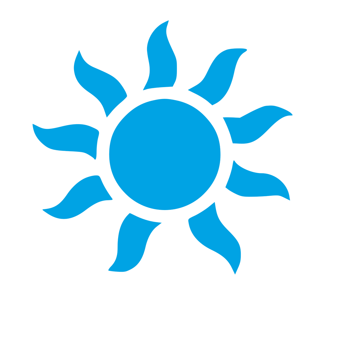 Curved Ray Sun Logo #00a3e4
