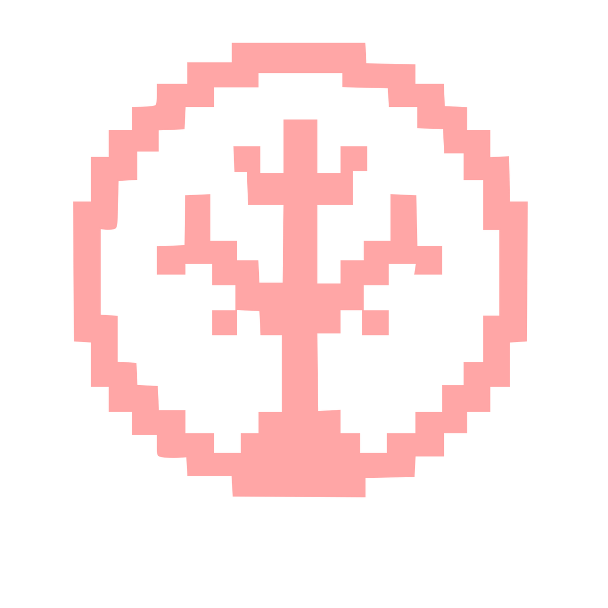 Pixel Tree Circle Logo #ffa6a6
