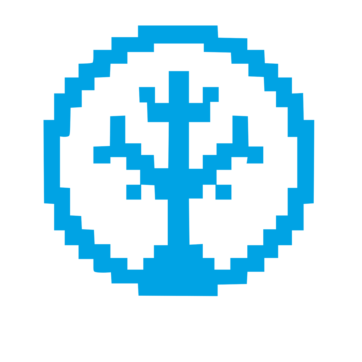 Pixel Tree Circle Logo #00a3e4