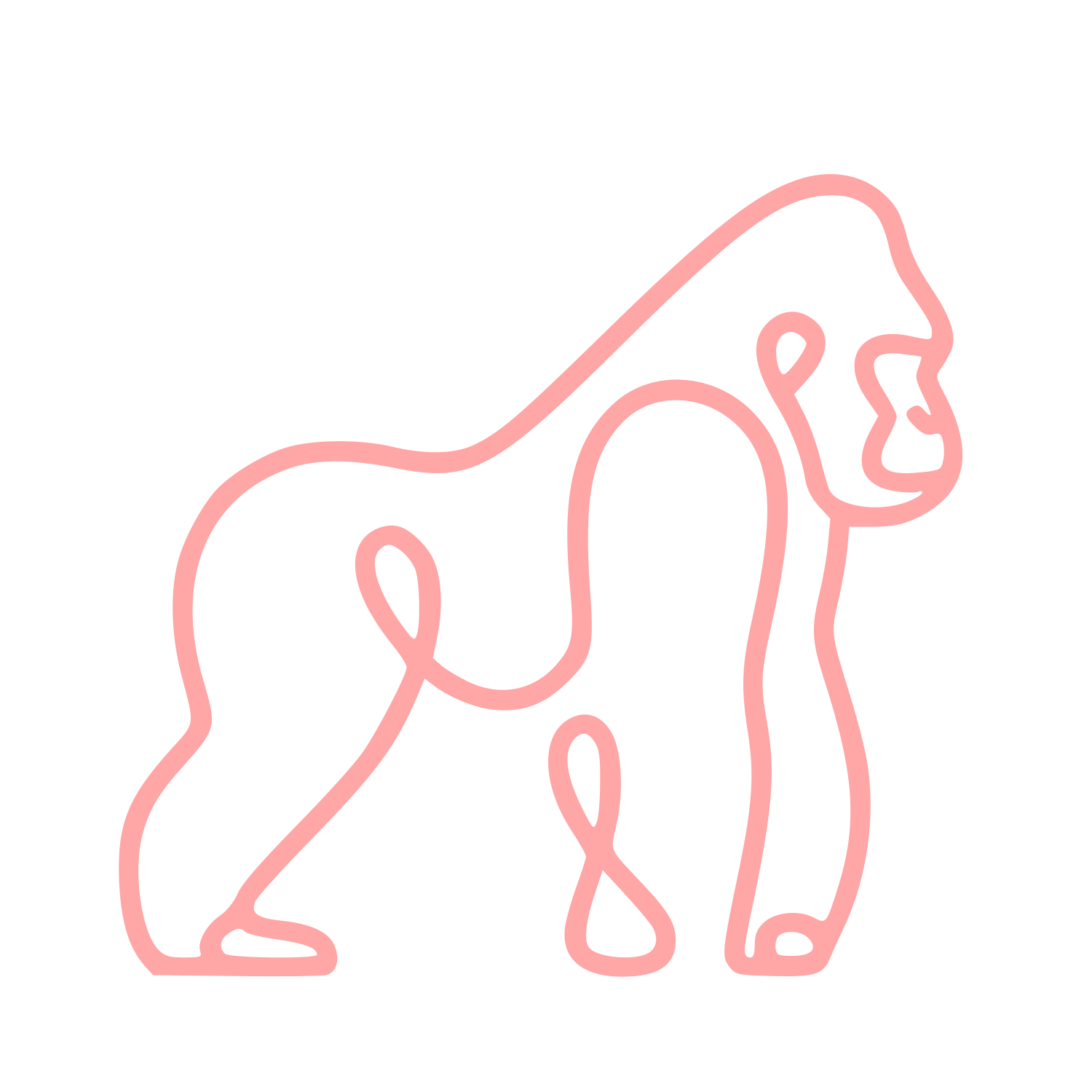Monoline Gorilla Logo #ffa6a6