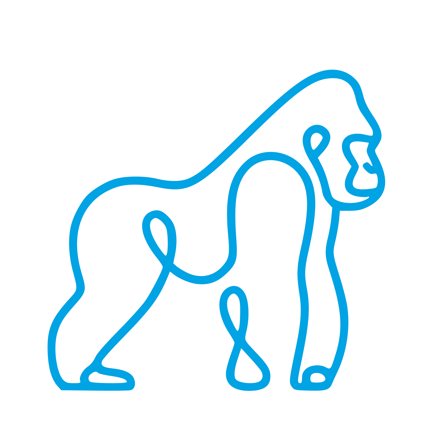 Monoline Gorilla Logo #00a3e4