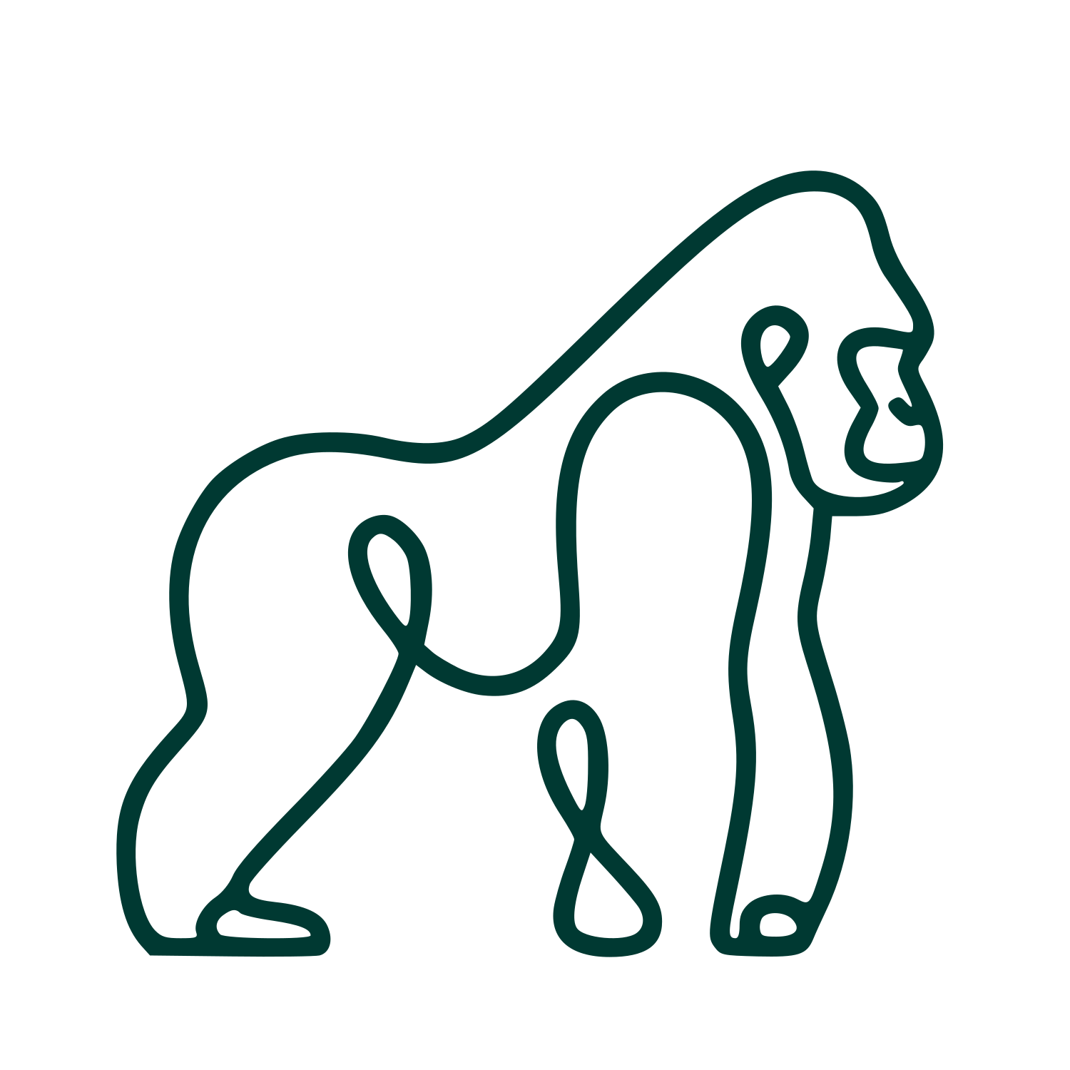 Monoline Gorilla Logo #003932