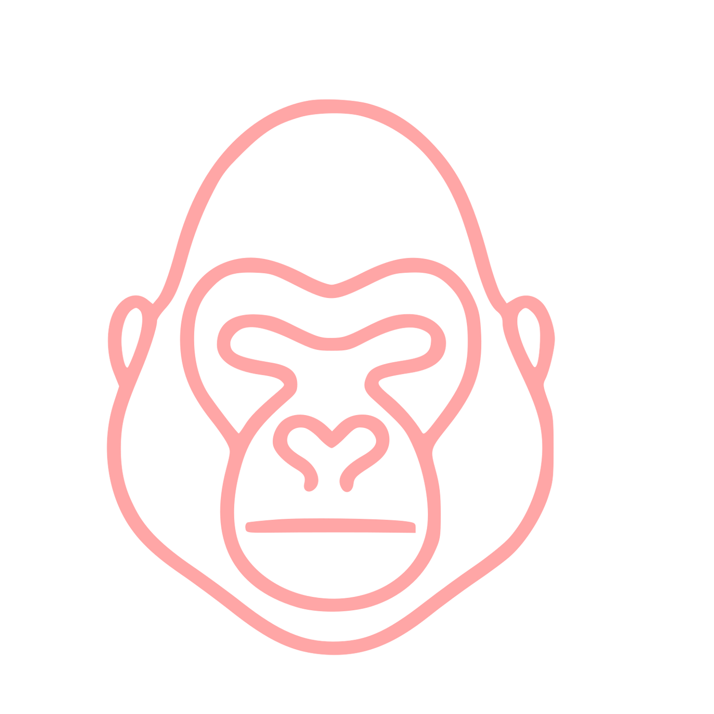 Monoline Gorilla Face Logo #ffa6a6