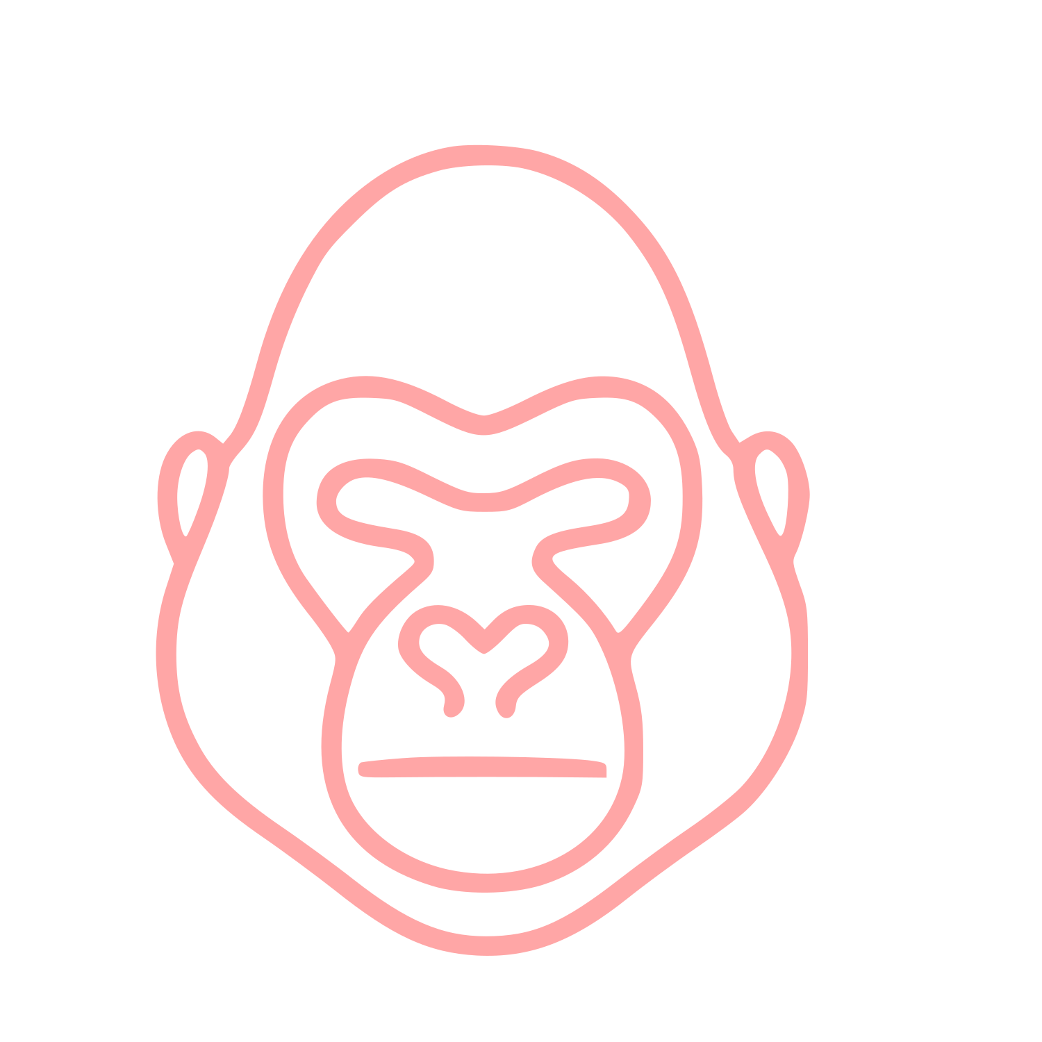 Monoline Gorilla Face Logo #ffa6a6