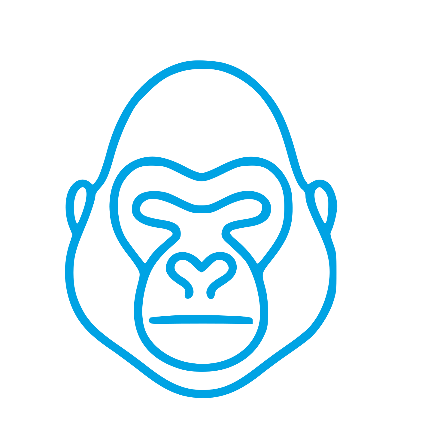 Monoline Gorilla Face Logo #00a3e4