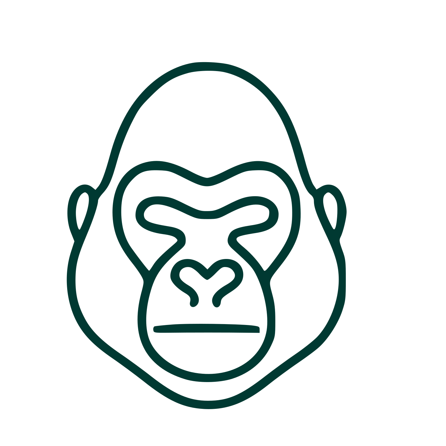 Monoline Gorilla Face Logo #003932