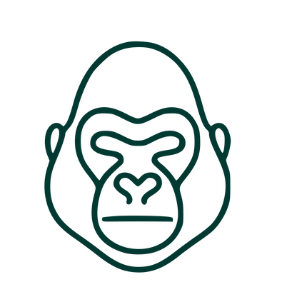 Monoline Gorilla Face Logo #003932