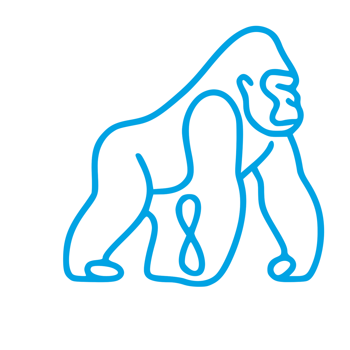 Monoline Gorilla Walking Logo #00a3e4