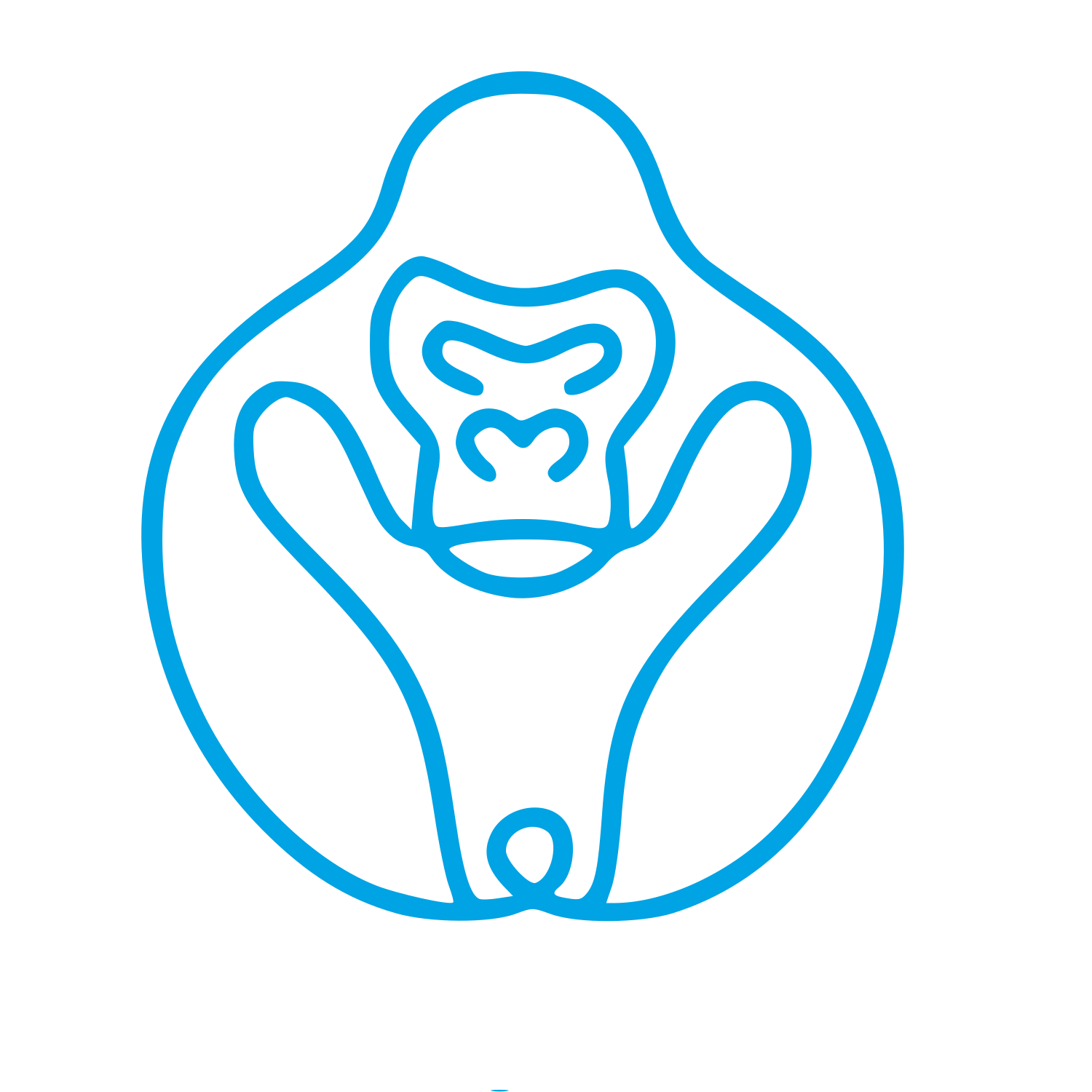 Monoline Gorilla Circle Logo #00a3e4