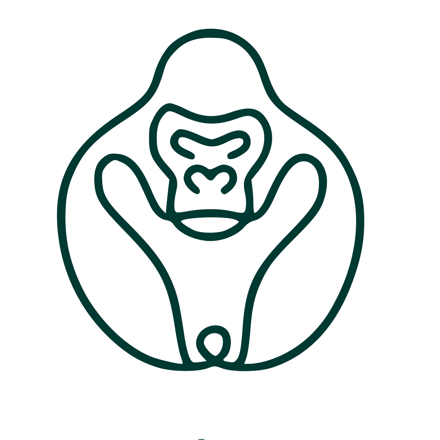 Monoline Gorilla Circle Logo #003932