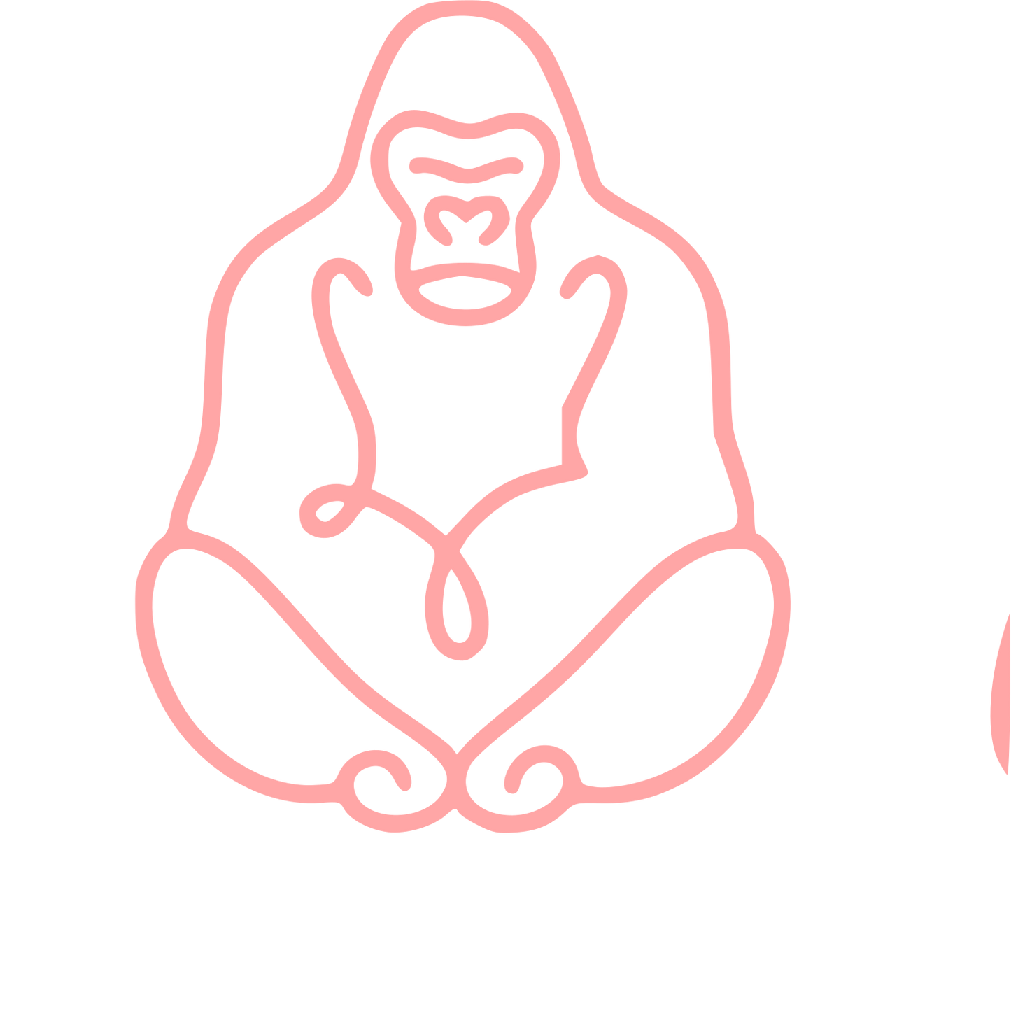 Monoline Gorilla Sitting Logo #ffa6a6