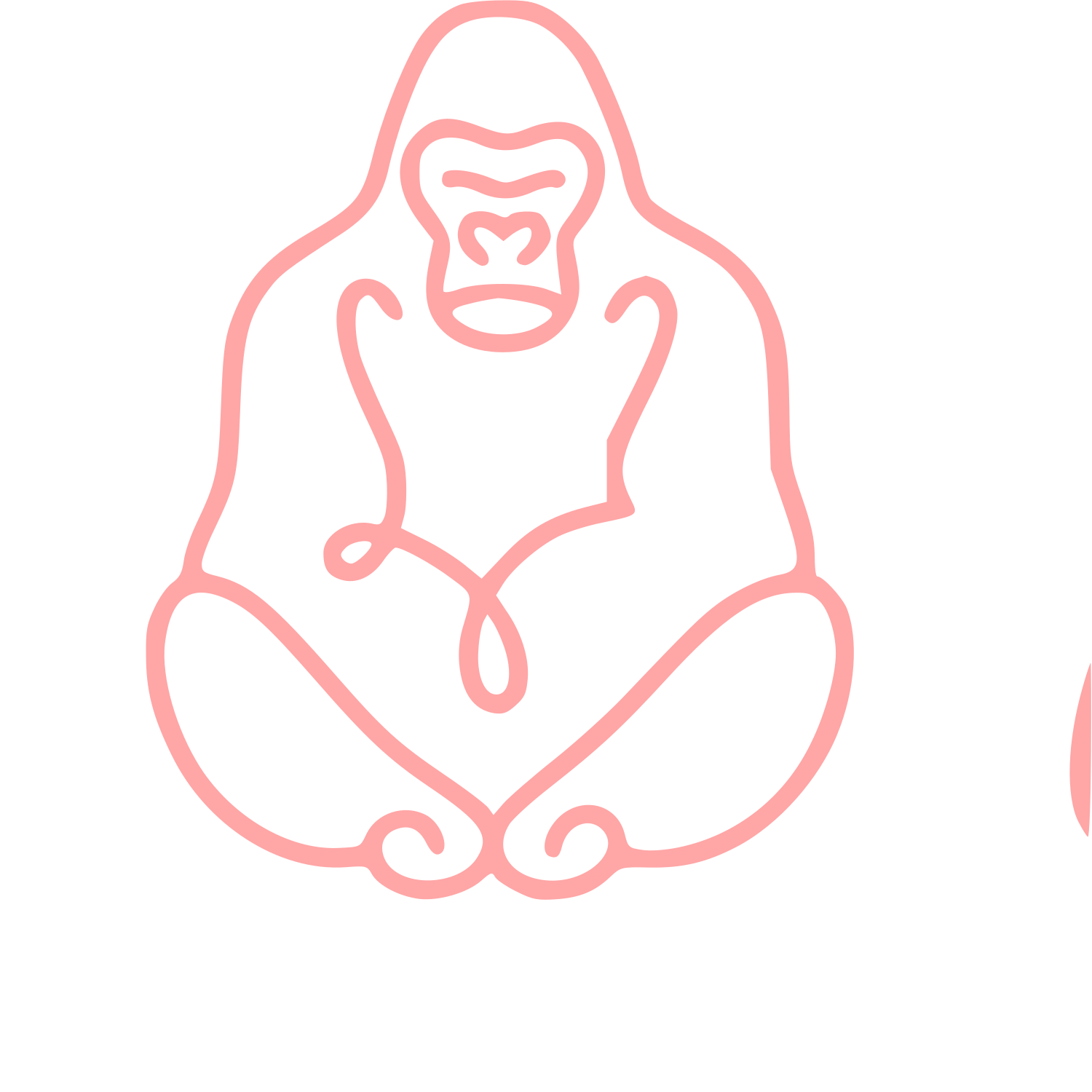 Monoline Gorilla Sitting Logo #ffa6a6