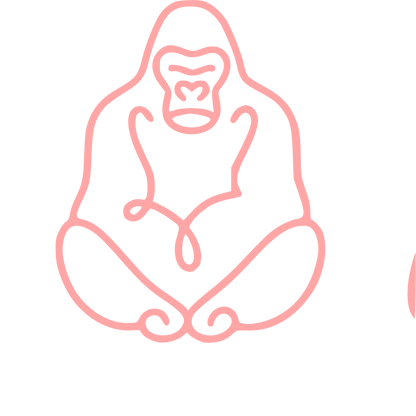 Monoline Gorilla Sitting Logo #ffa6a6