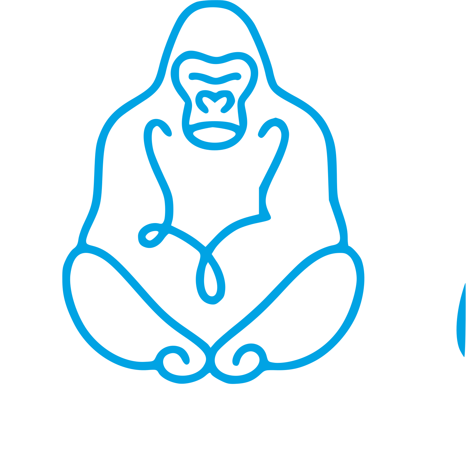 Monoline Gorilla Sitting Logo #00a3e4