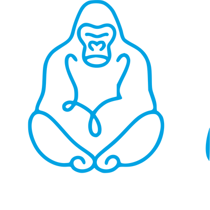 Monoline Gorilla Sitting Logo #00a3e4