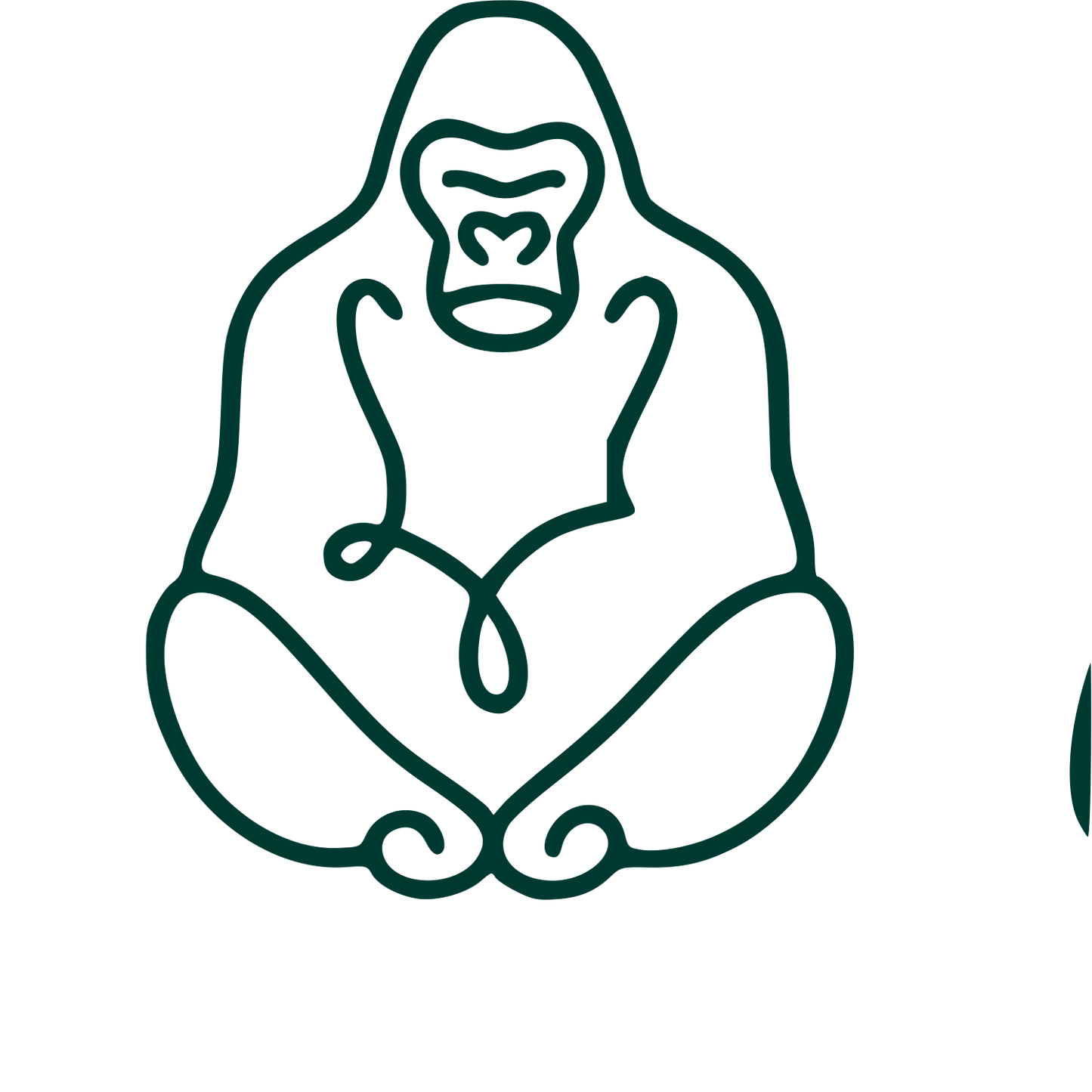 Monoline Gorilla Sitting Logo #003932