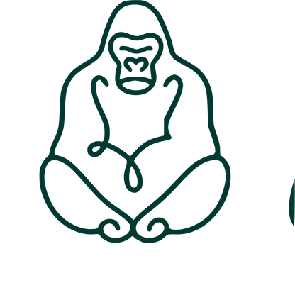 Monoline Gorilla Sitting Logo #003932