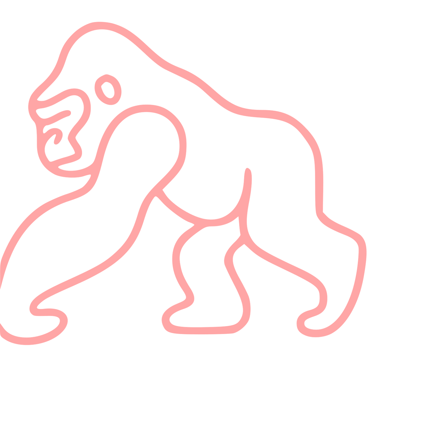 Monoline Gorilla Walking Logo #ffa6a6