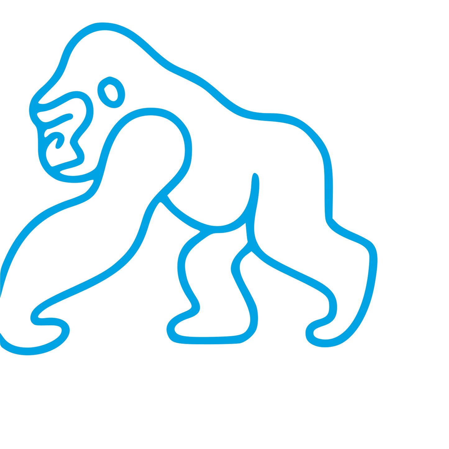 Monoline Gorilla Walking Logo #00a3e4