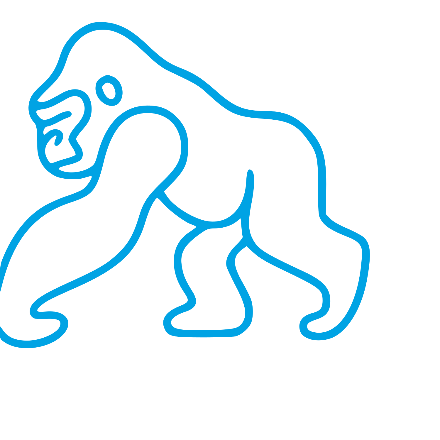 Monoline Gorilla Walking Logo #00a3e4