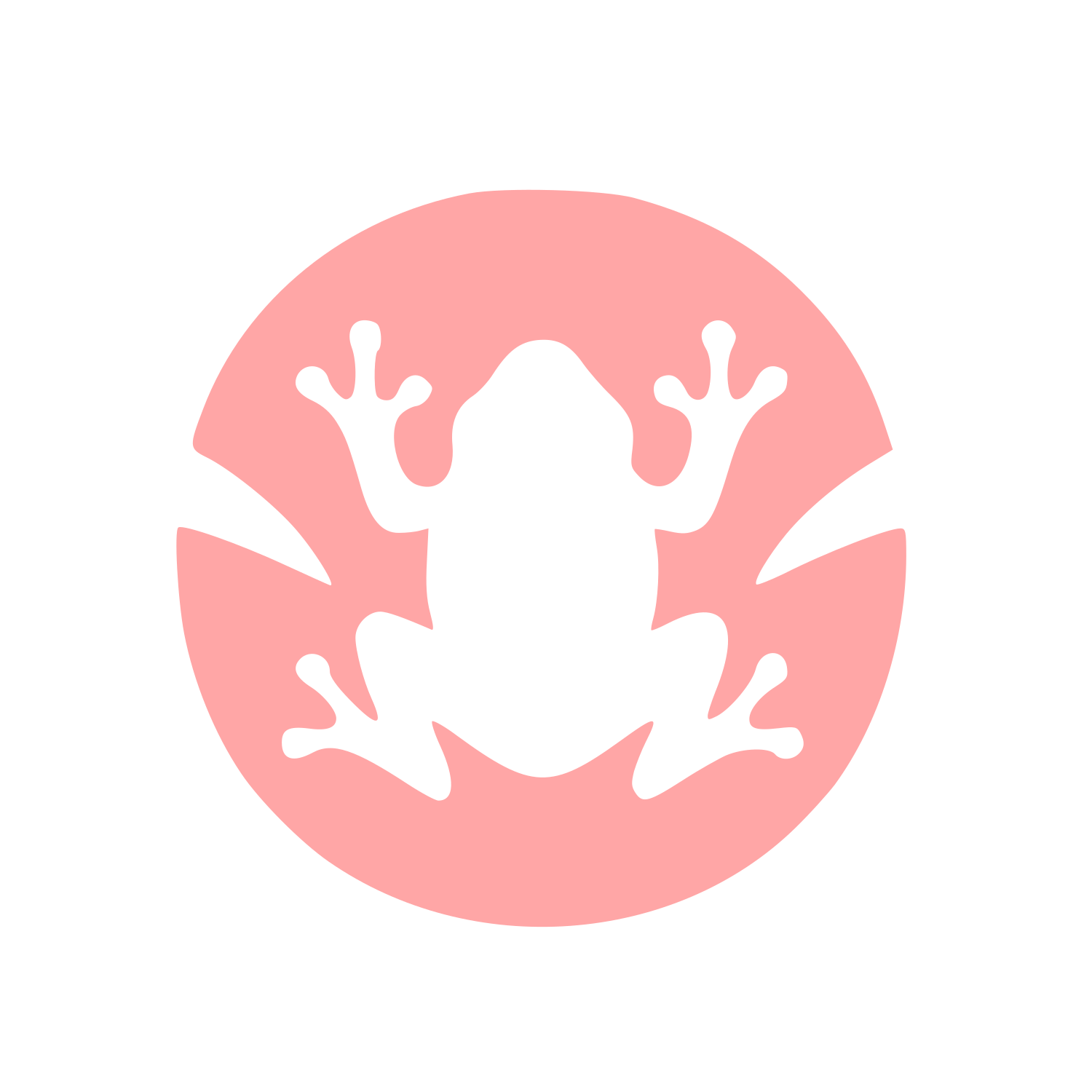 Negative Space Frog Circle Logo #ffa6a6