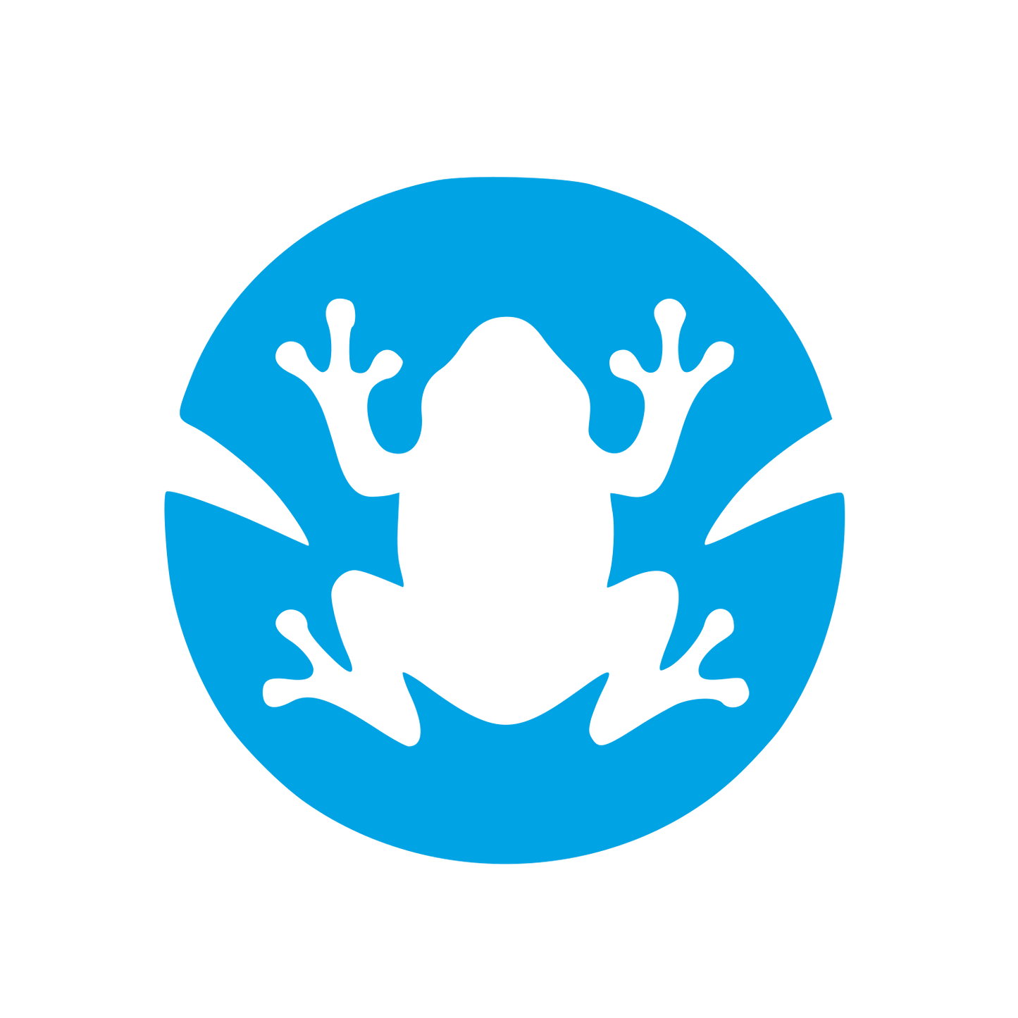 Negative Space Frog Circle Logo #00a3e4