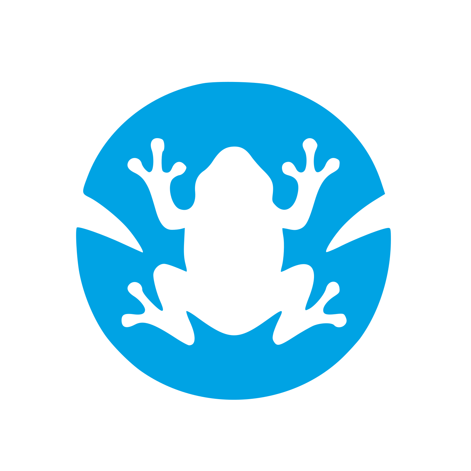 Negative Space Frog Circle Logo #00a3e4
