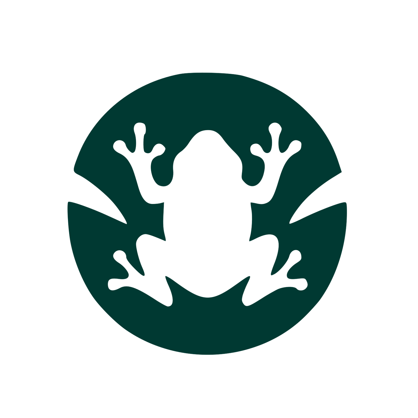 Negative Space Frog Circle Logo #003932