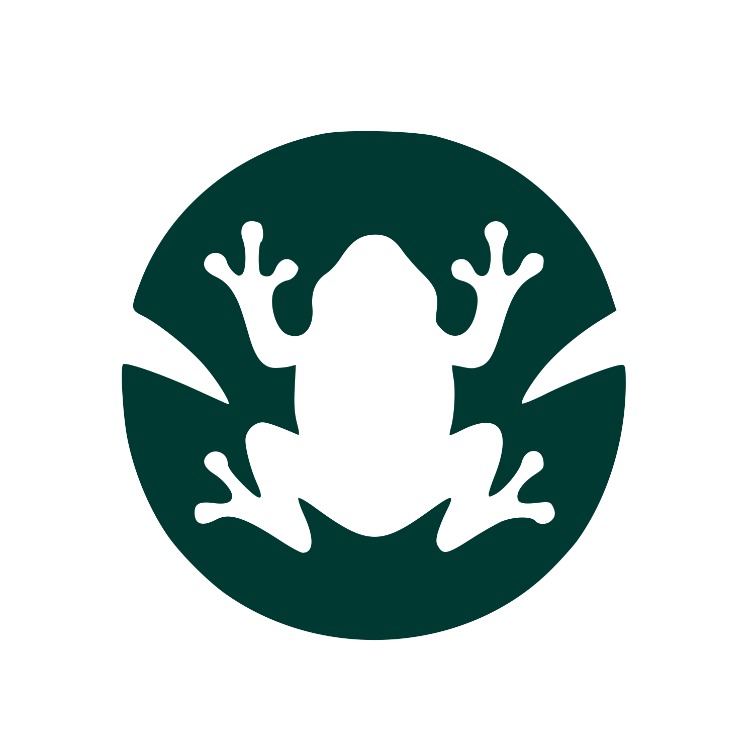 Negative Space Frog Circle Logo #003932