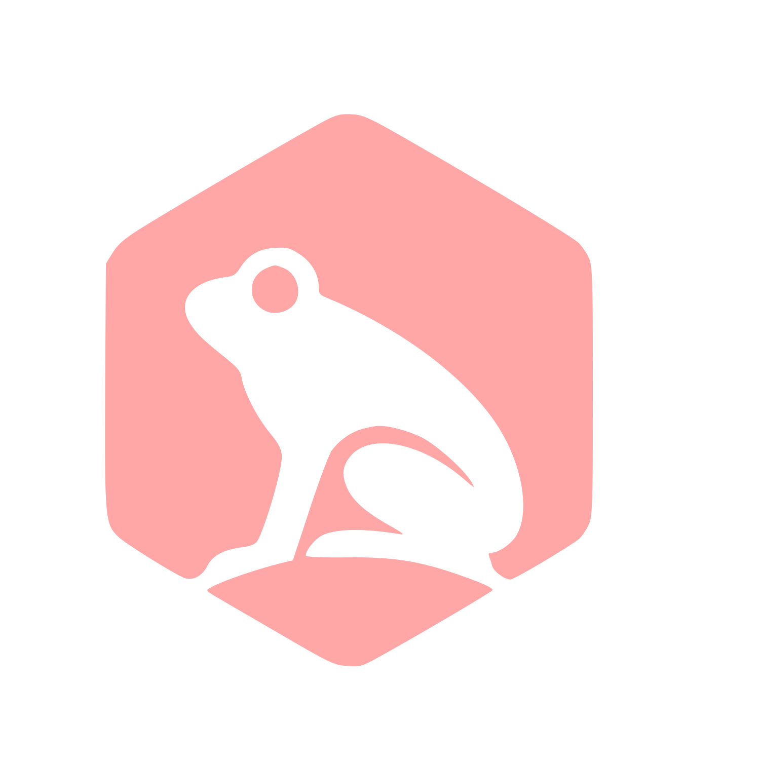 Frog Hexagon Negative Space Logo #ffa6a6