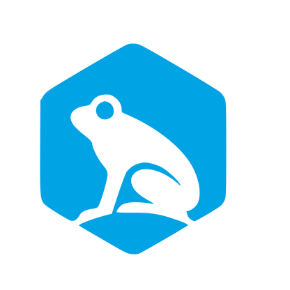 Frog Hexagon Negative Space Logo #00a3e4