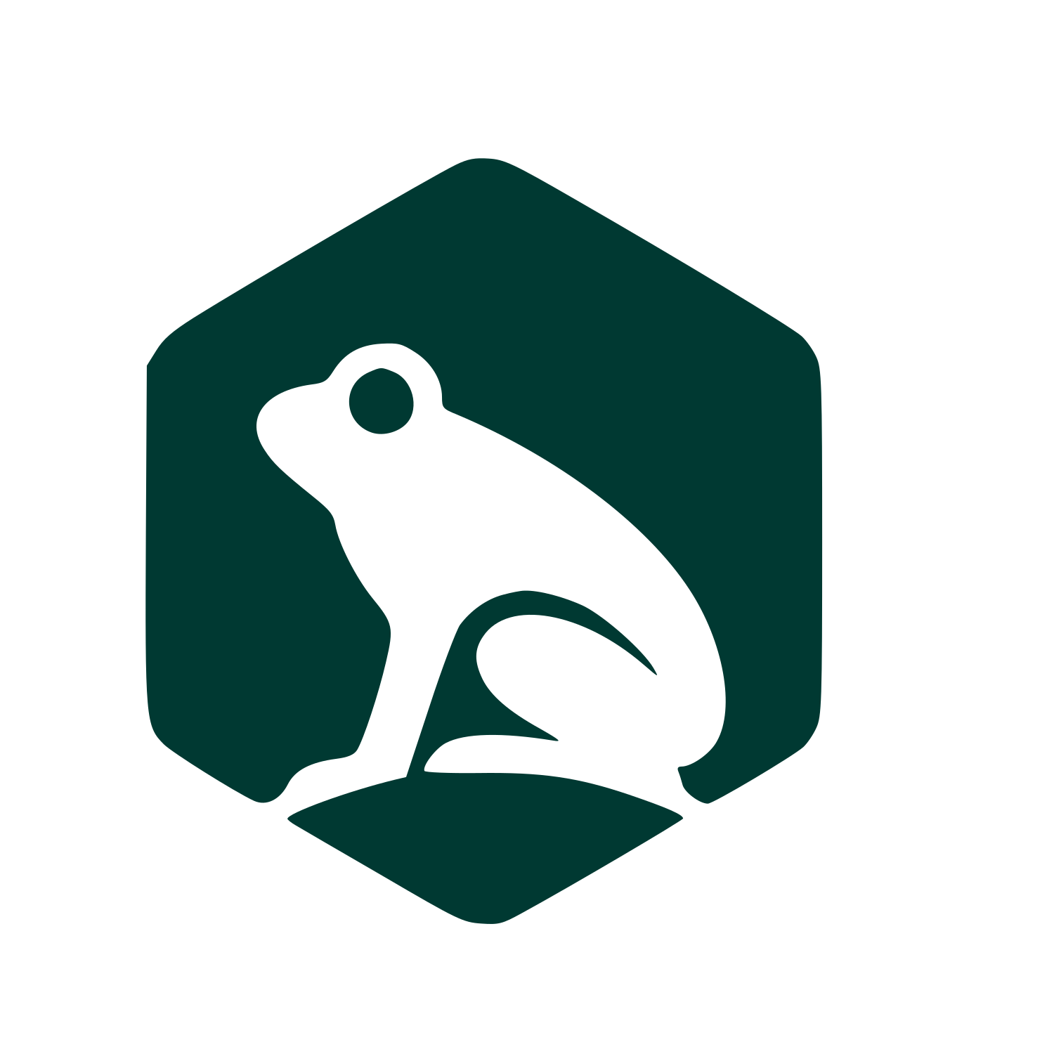 Frog Hexagon Negative Space Logo #003932