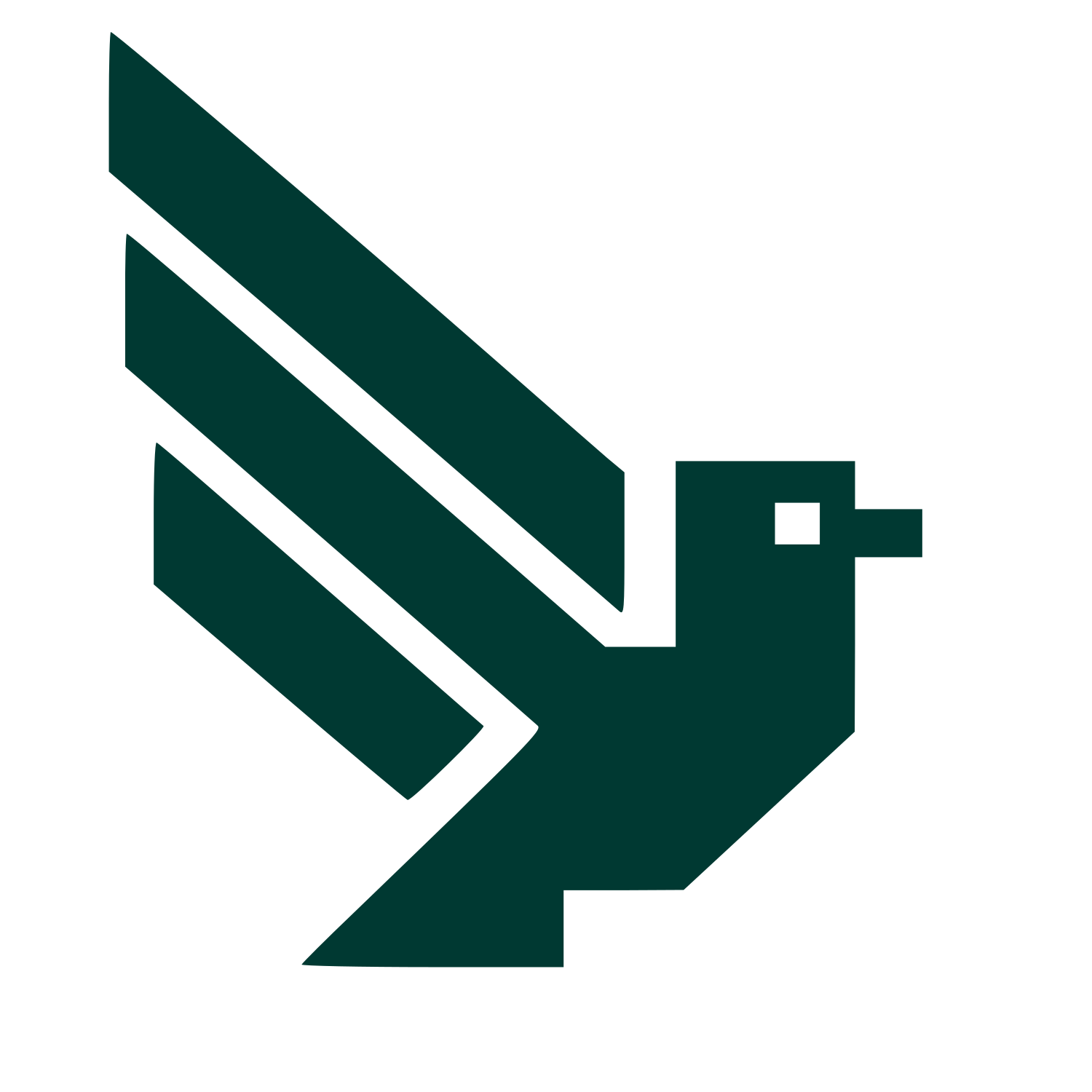Brutalist Pixel Bird Logo #003932