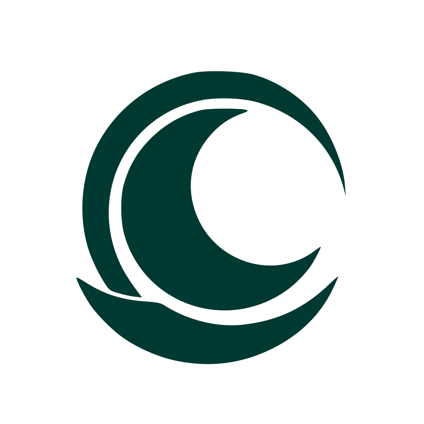 Crescent Moon Circle Logo #003932