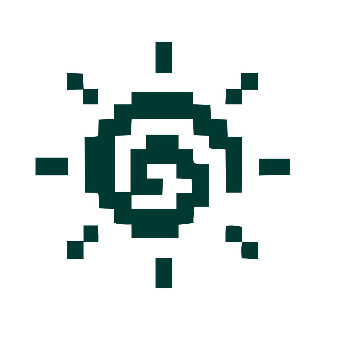 Pixel Sun Spiral Logo #003932