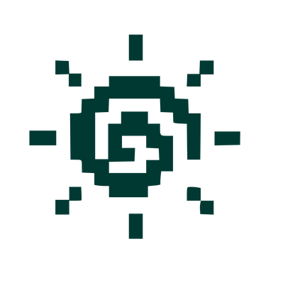 Pixel Sun Spiral Logo #003932