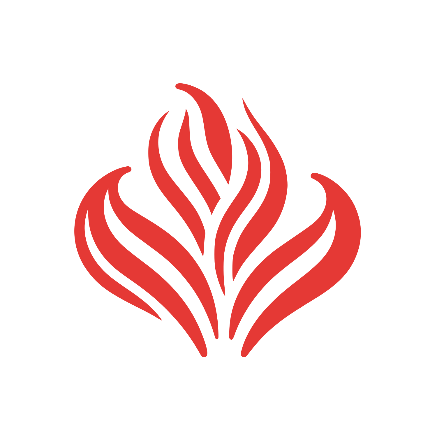 Symmetrical Flame Emblem Logo #E53935