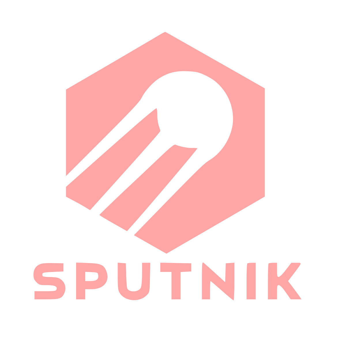 Sputnik Satellite Hexagon Logo #ffa6a6