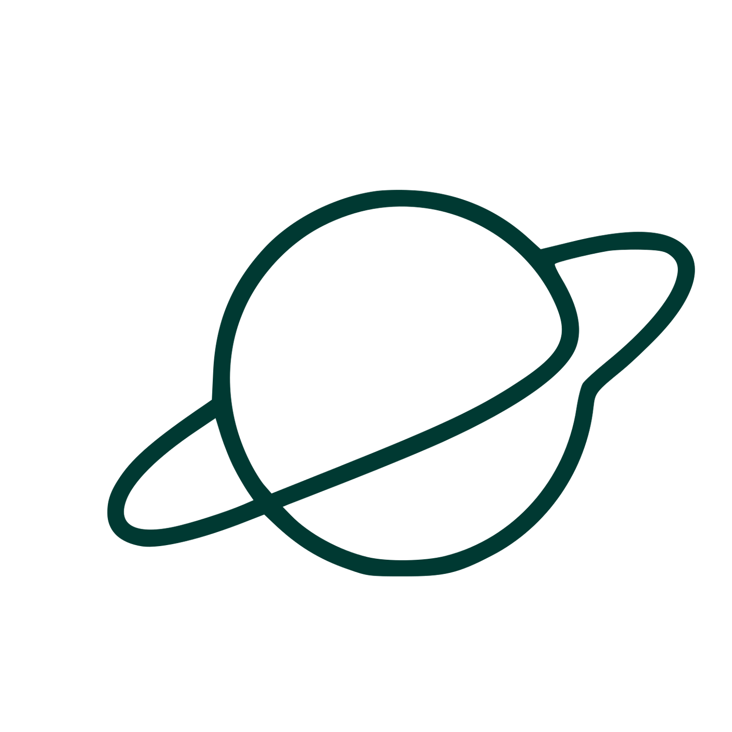 Monoline Saturn Planet Logo #003932