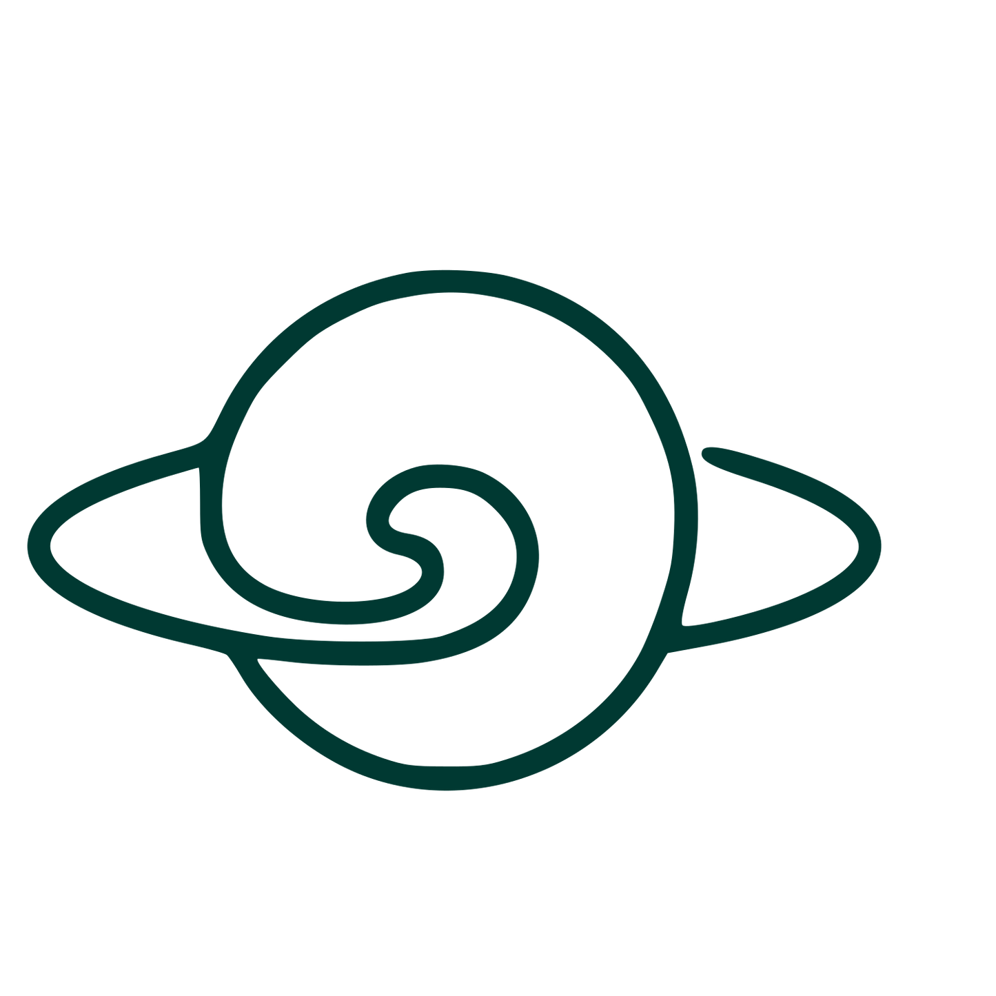 Monoline Saturn Spiral Logo #003932