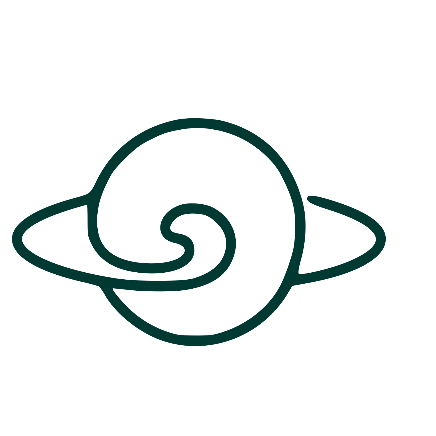 Monoline Saturn Spiral Logo #003932