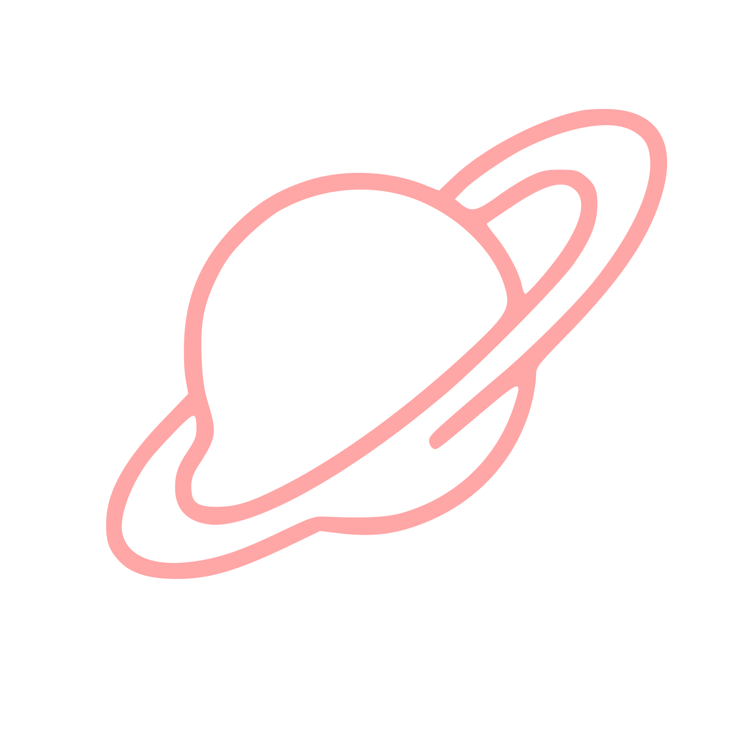 Monoline Saturn Planet Logo #ffa6a6