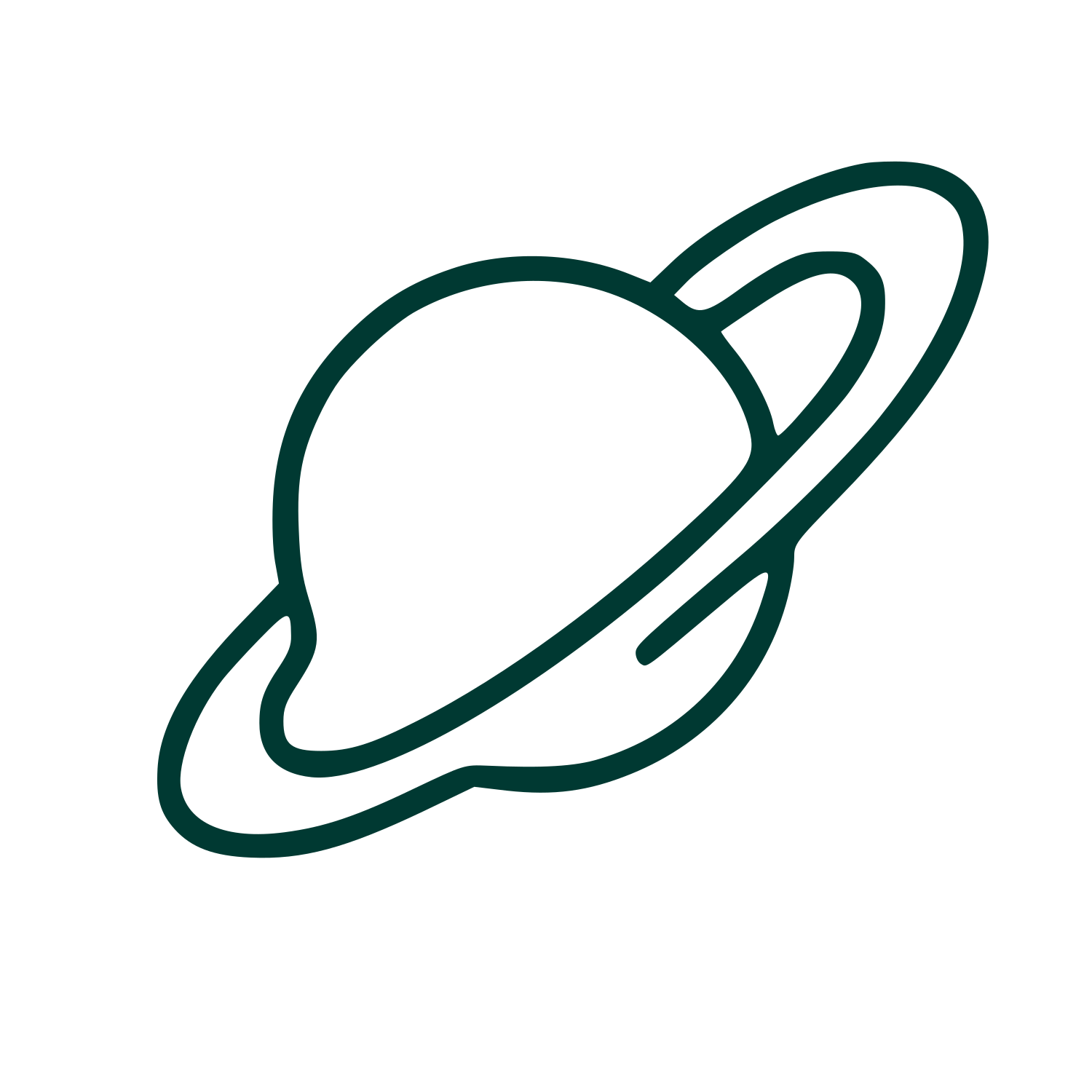 Monoline Saturn Planet Logo #003932