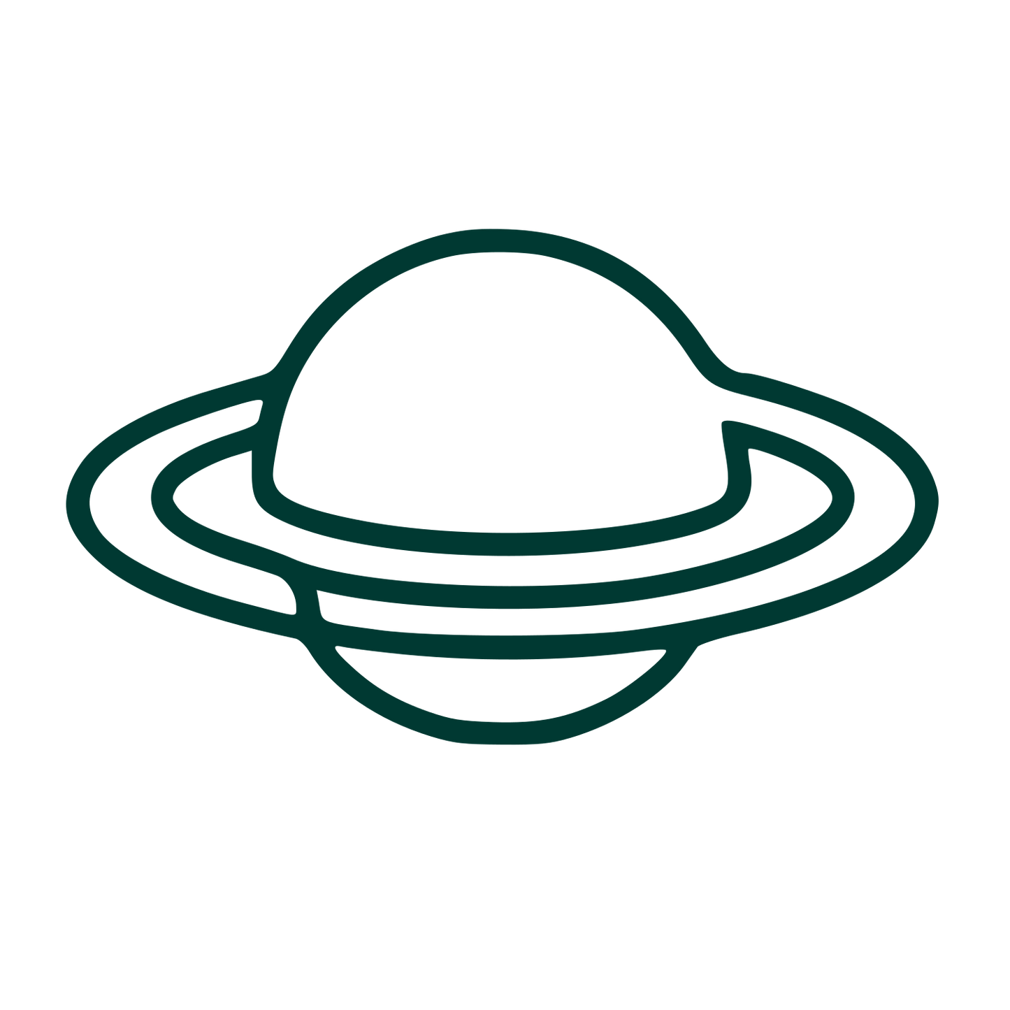 Monoline Saturn Planet Logo #003932
